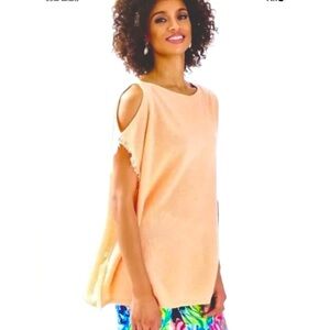 Lilly Pulitzer NWT Sandra Cashmere Sweater Heathered Melon Glow $218 Size S/M